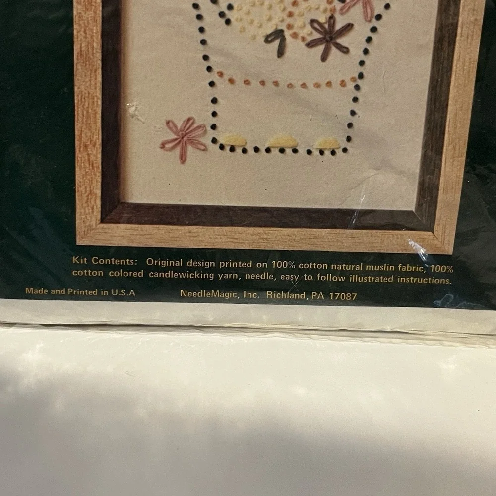 2 VTG Needle‎ Magic Embroidery Candlewicking Kits Chicken Sprinkling Can Cottage